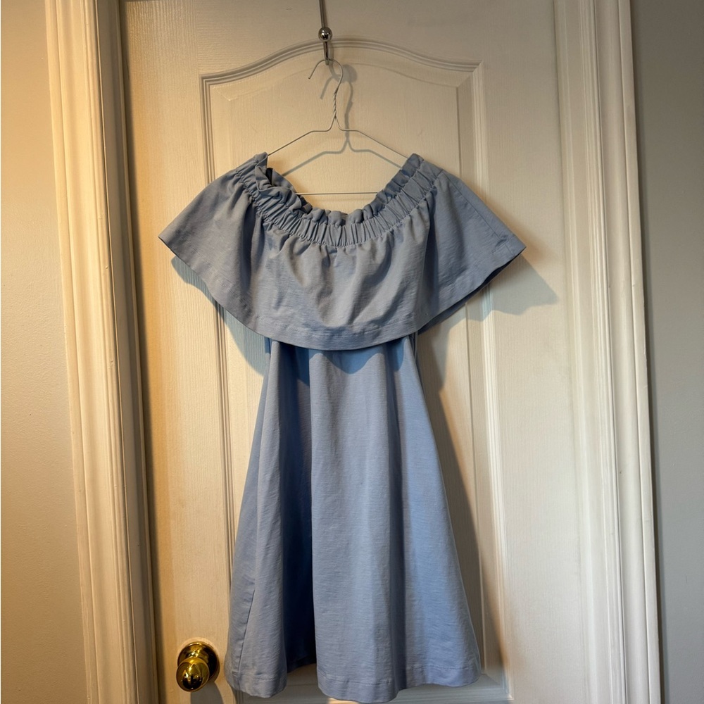 Elegant Light Blue Off-Shoulder Dress